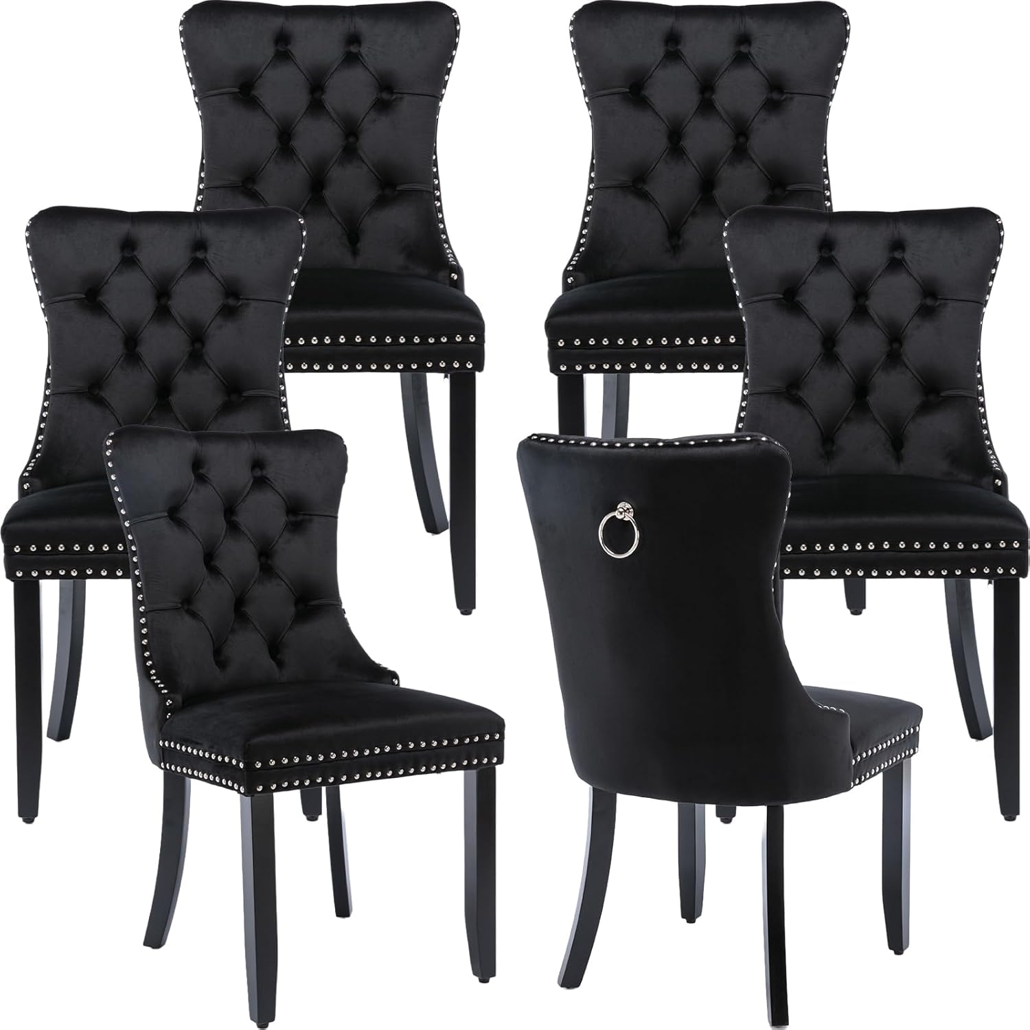Black Velvet Dining Chairs Set of 6 for Stylish Dining Rooms