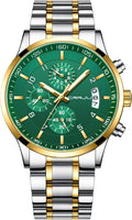 Men's Stainless Steel Chronograph Watch with Date - Black Band