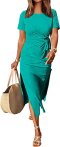 Stylish Women's Summer Maxi Tshirt Dress with Tie Waist Design