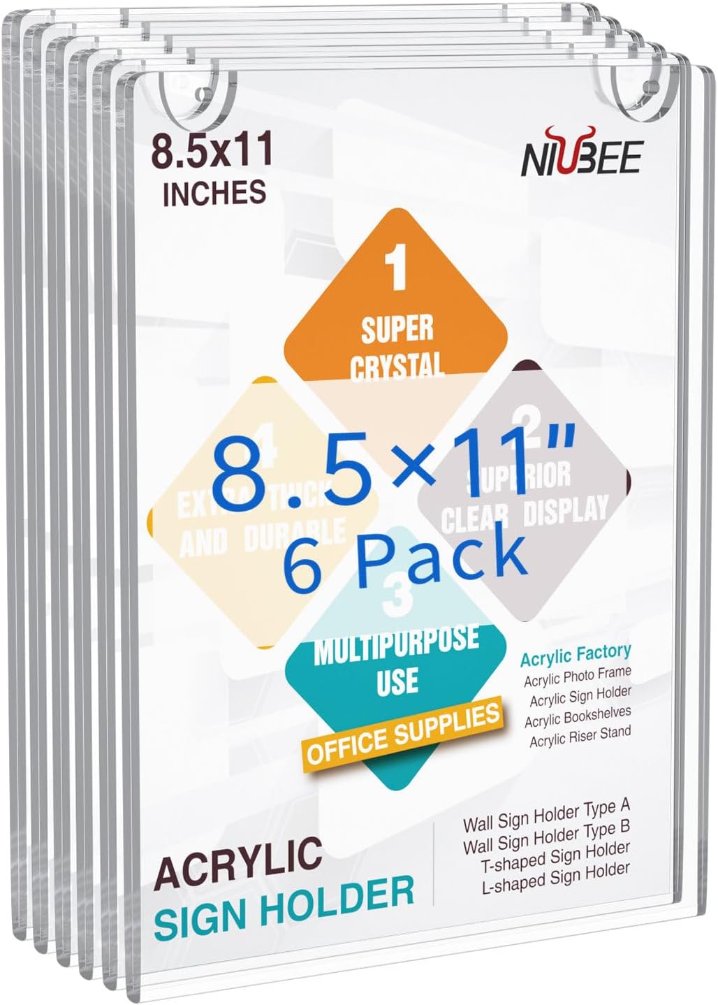 NIUBEE 30 Pack Acrylic Sign Holder for Home Office Store Use