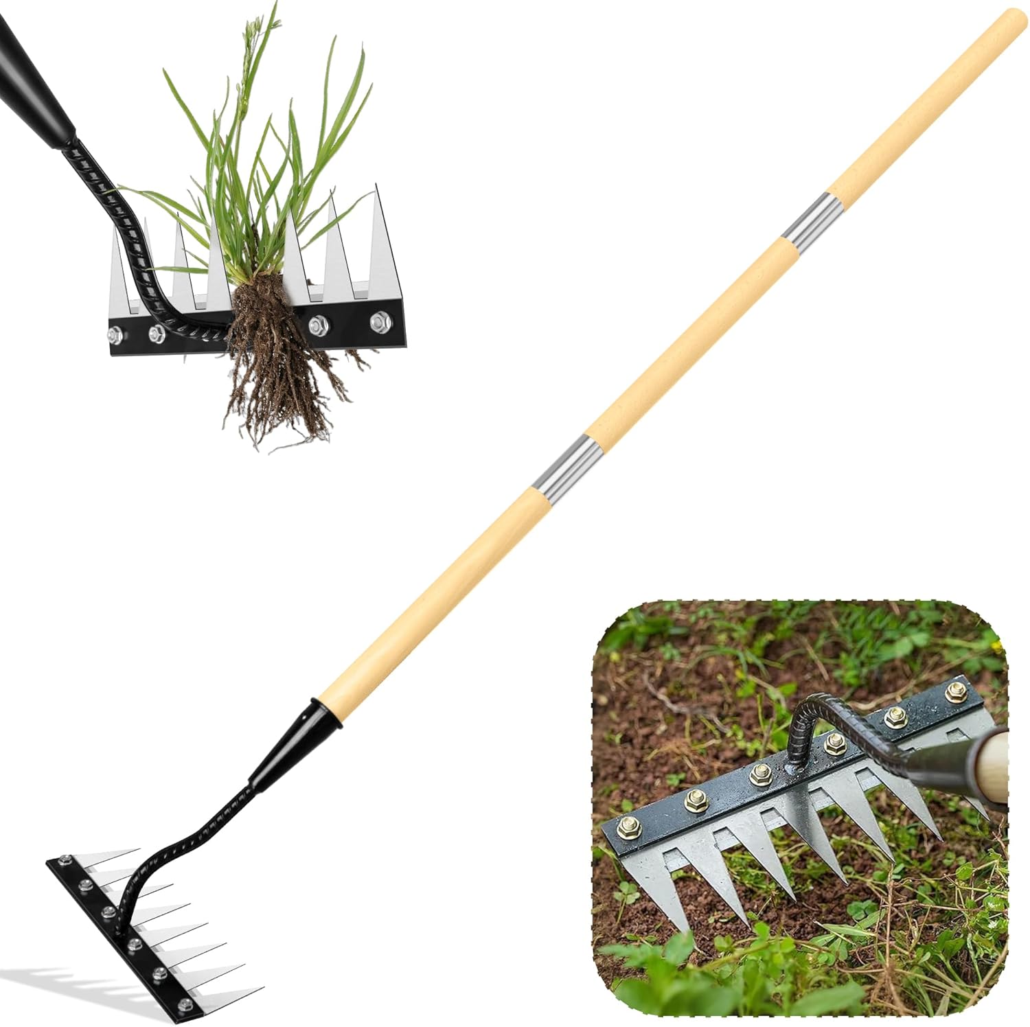 Iron Weeding Rake 2.0 - Heavy Duty Gardening Tool for Weeds