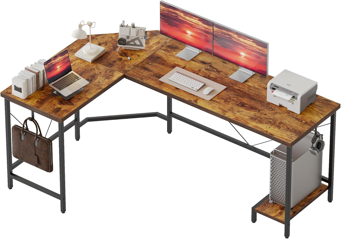 L Shaped Gaming Desk with CPU Stand for Home Office Setup