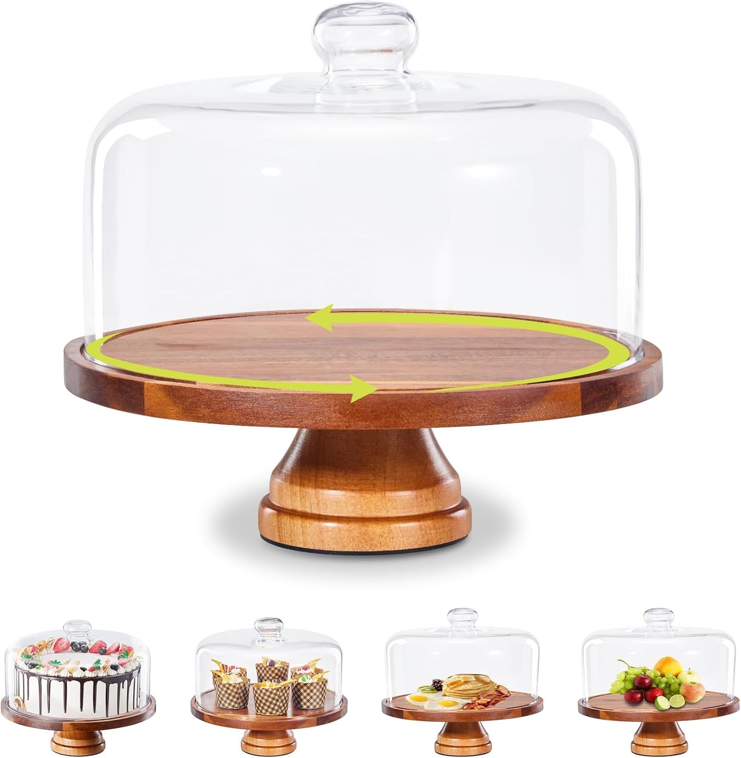 Yangbaga Glass Cake Stand with Lid for Elegant Cake Display