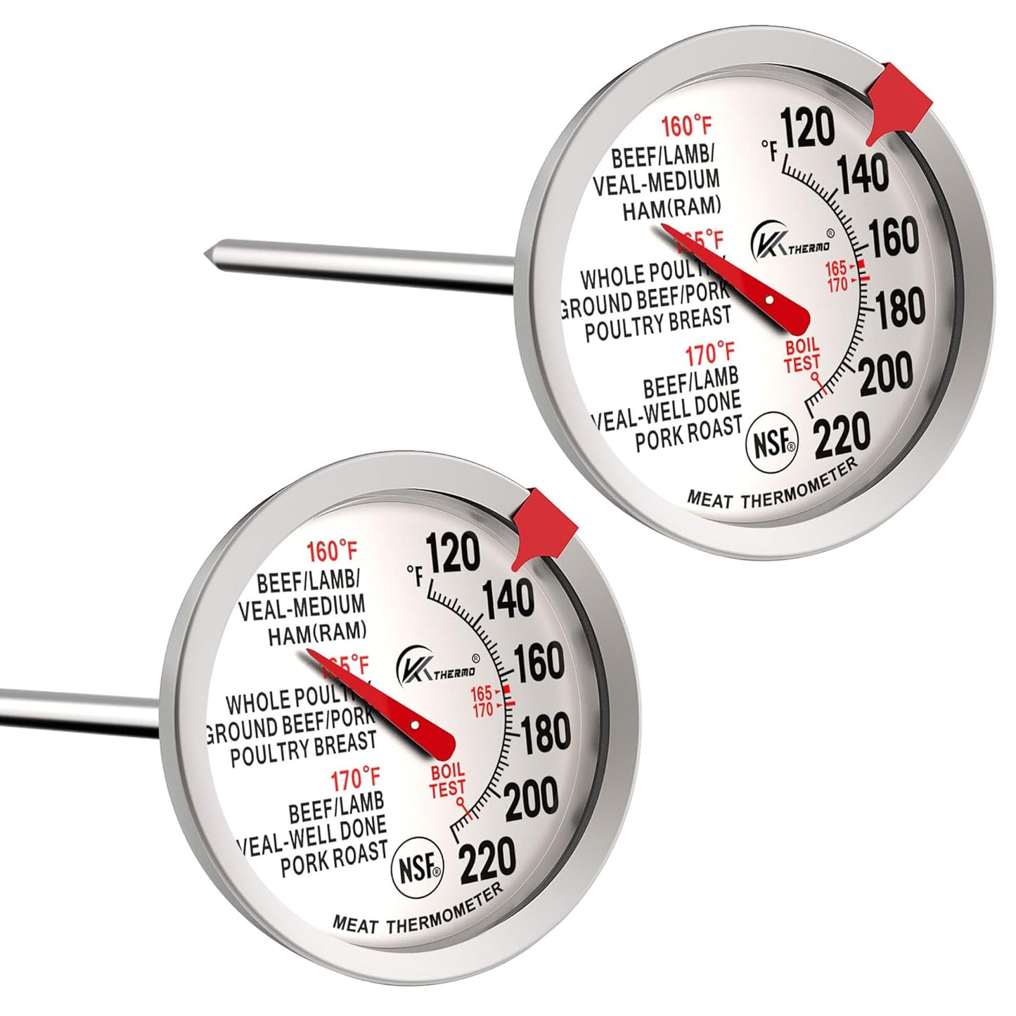 KT THERMO 2 Pack Meat Thermometers: Waterproof & Oven Safe