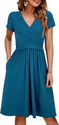 OUGES Women's 2025 V Neck Midi Maternity Nursing Dress (Style FKKP)