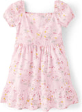 Girls Tiered Short Sleeve Floral Dress in Organic Cotton