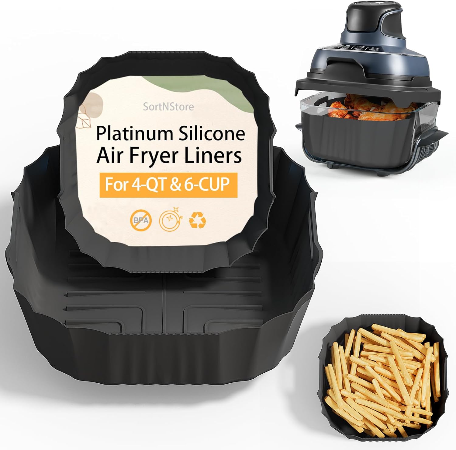 Silicone Air Fryer Liners by SortNStore: Crispy Food Every Time!