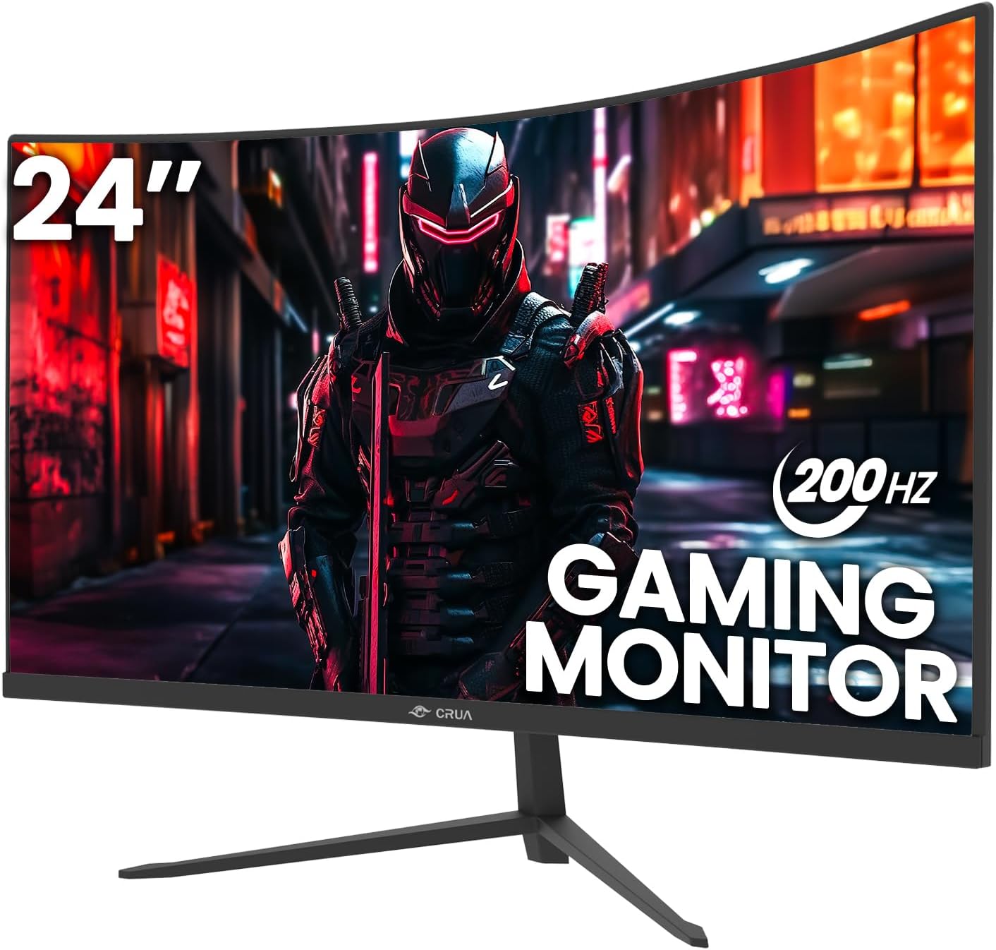 CRUA 24 Curved Gaming Monitor - AMD Freesync, Frameless FHD