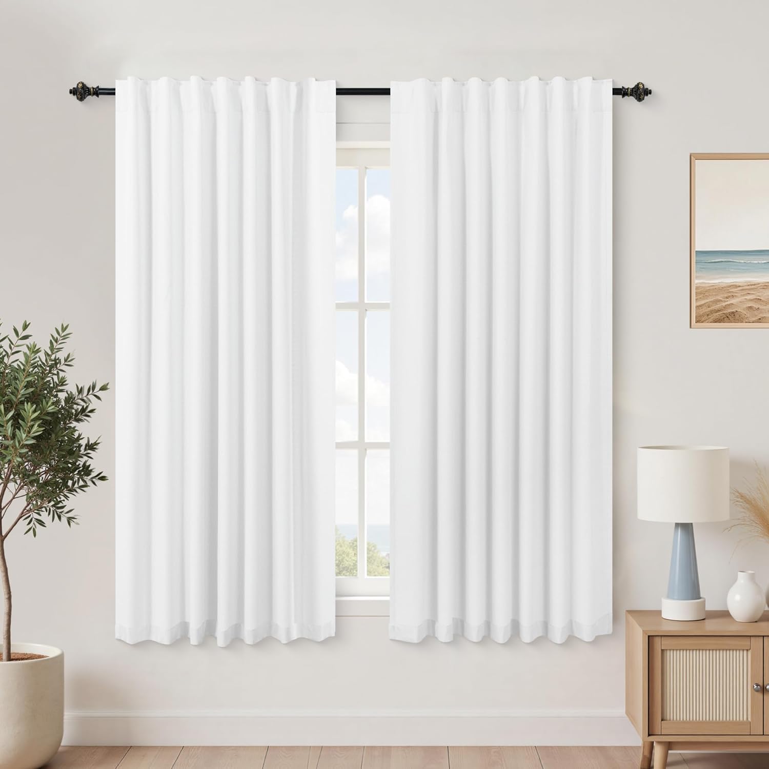 KOUFALL Short Black Out Curtains for Bathroom and Bedroom Use