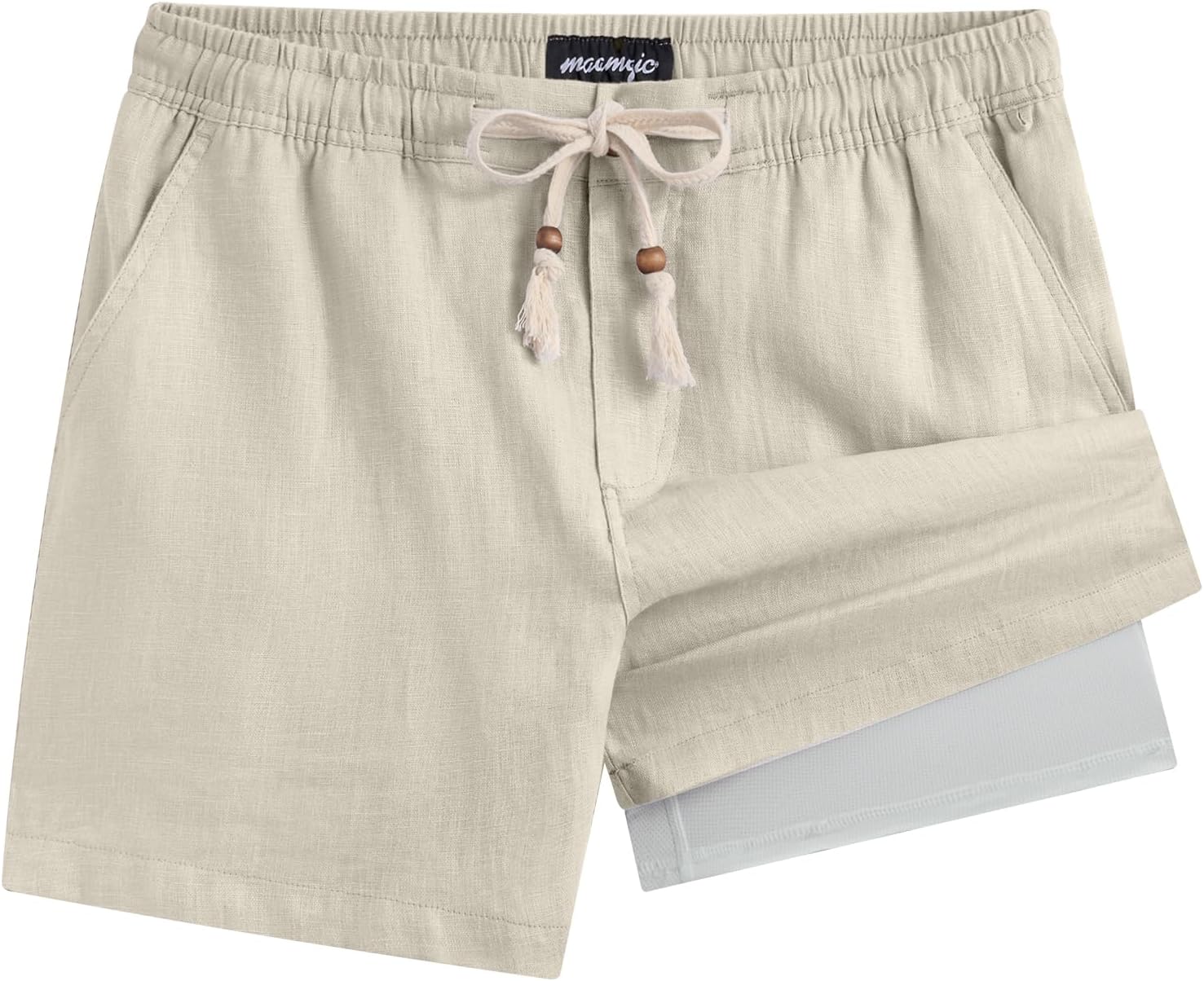 maamgic Mens Casual Linen Shorts for Summer Beach Activities