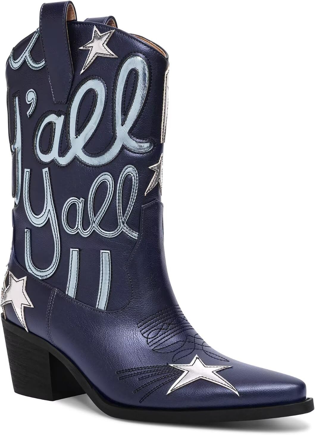 Metallic Cowboy Boots for Women with Stylish Embroidery Design