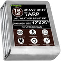 Tarp Waterproof 12x20 Ft Heavy Duty Tarp Thicker 16 Mil - Durable