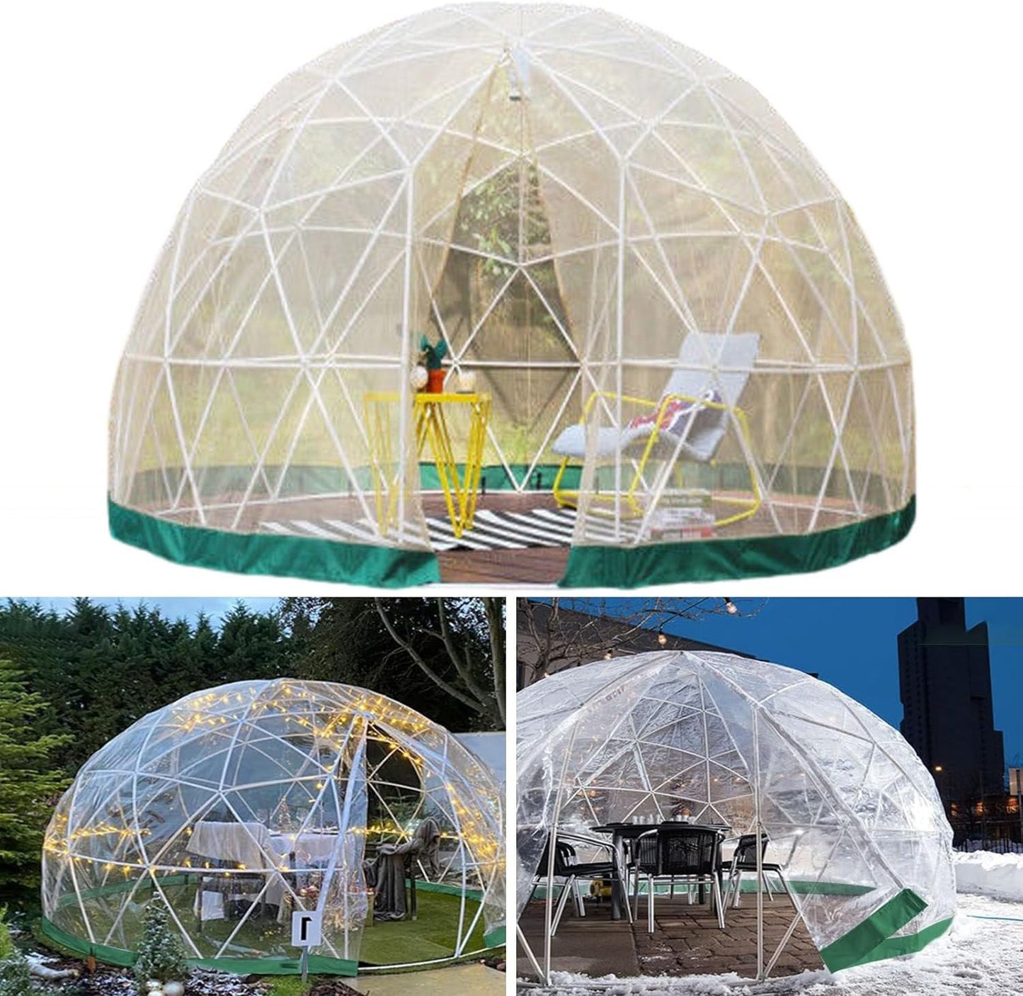 Windproof 3.6m Geodesic Dome Greenhouse