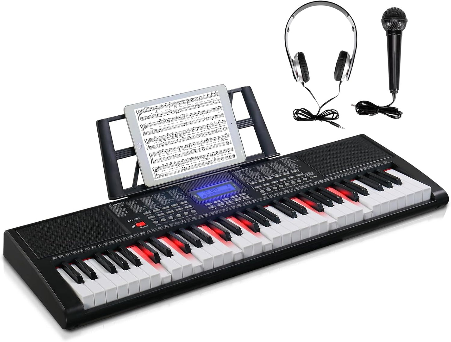 GLARRY 61-Key Electronic Keyboard: Lighted Keys, LCD Screen, 3 Teaching Modes