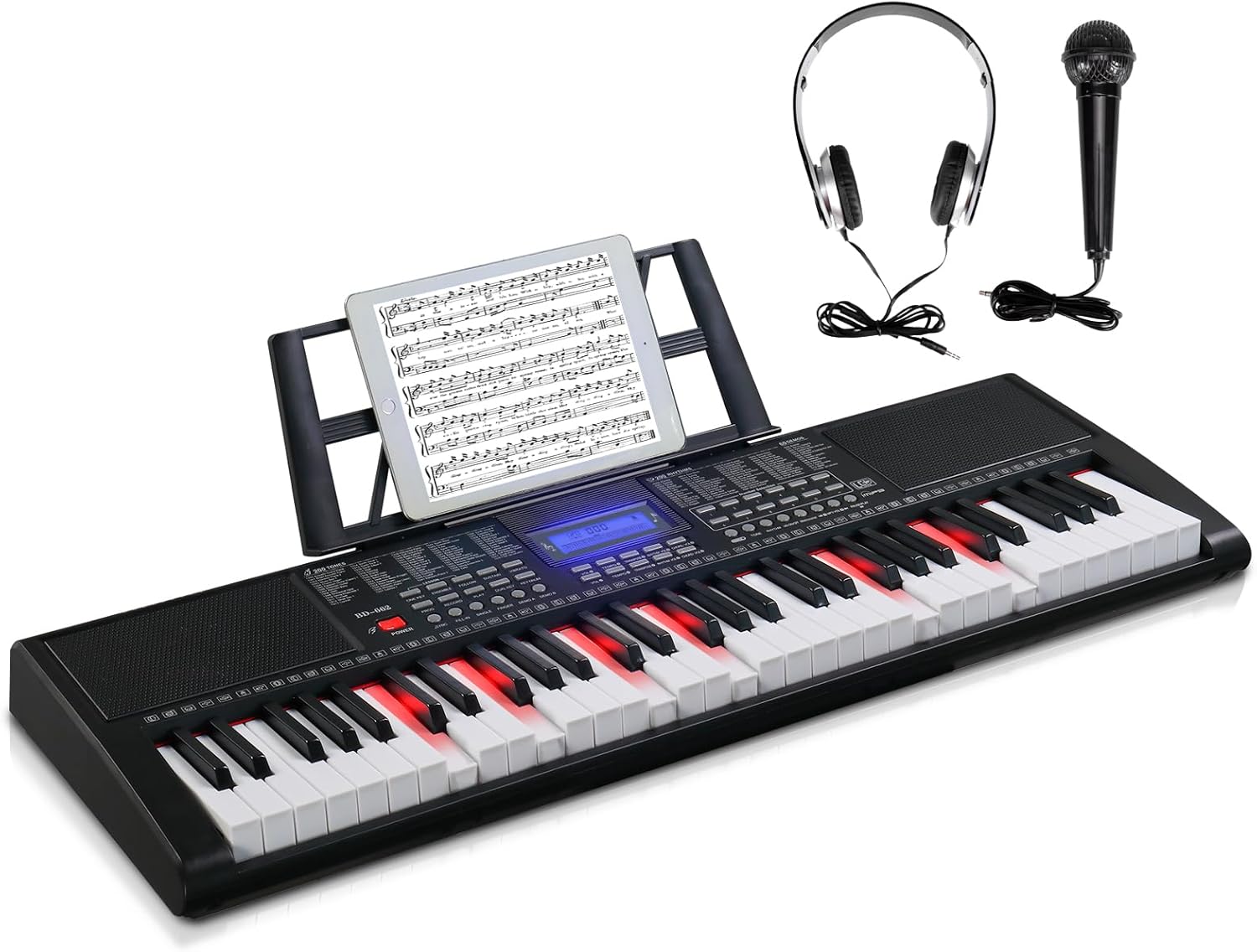 GLARRY 61-Key Electronic Keyboard: Lighted Keys, LCD Screen, 3 Teaching Modes