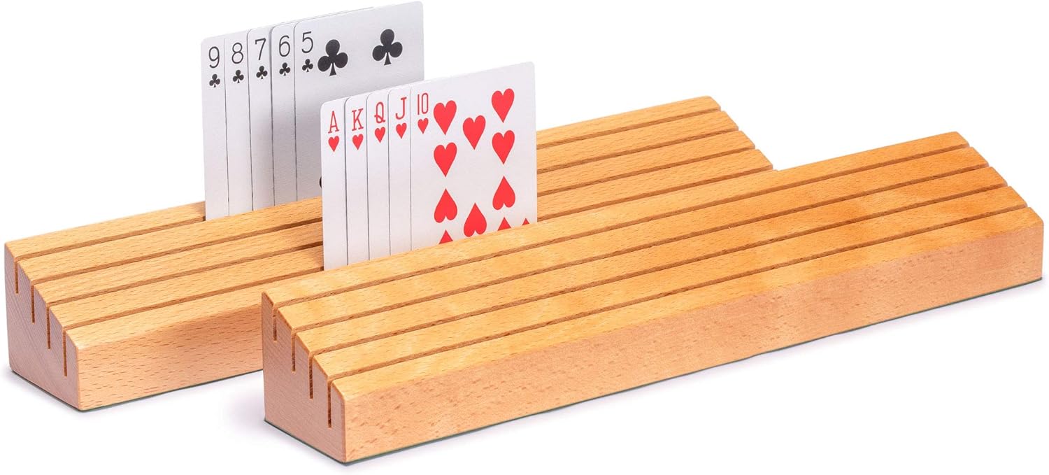 Extra-Wide Solid Beechwood Playing Card Holders for Comfort
