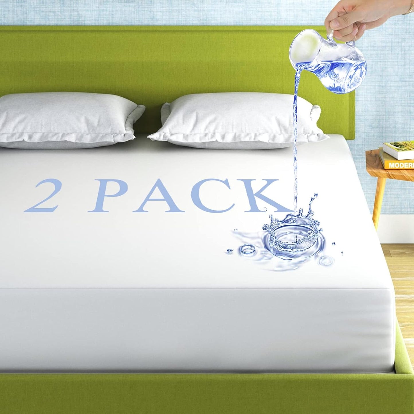 2 Pack Waterproof Queen Size Mattress Protector for Deep Pocket
