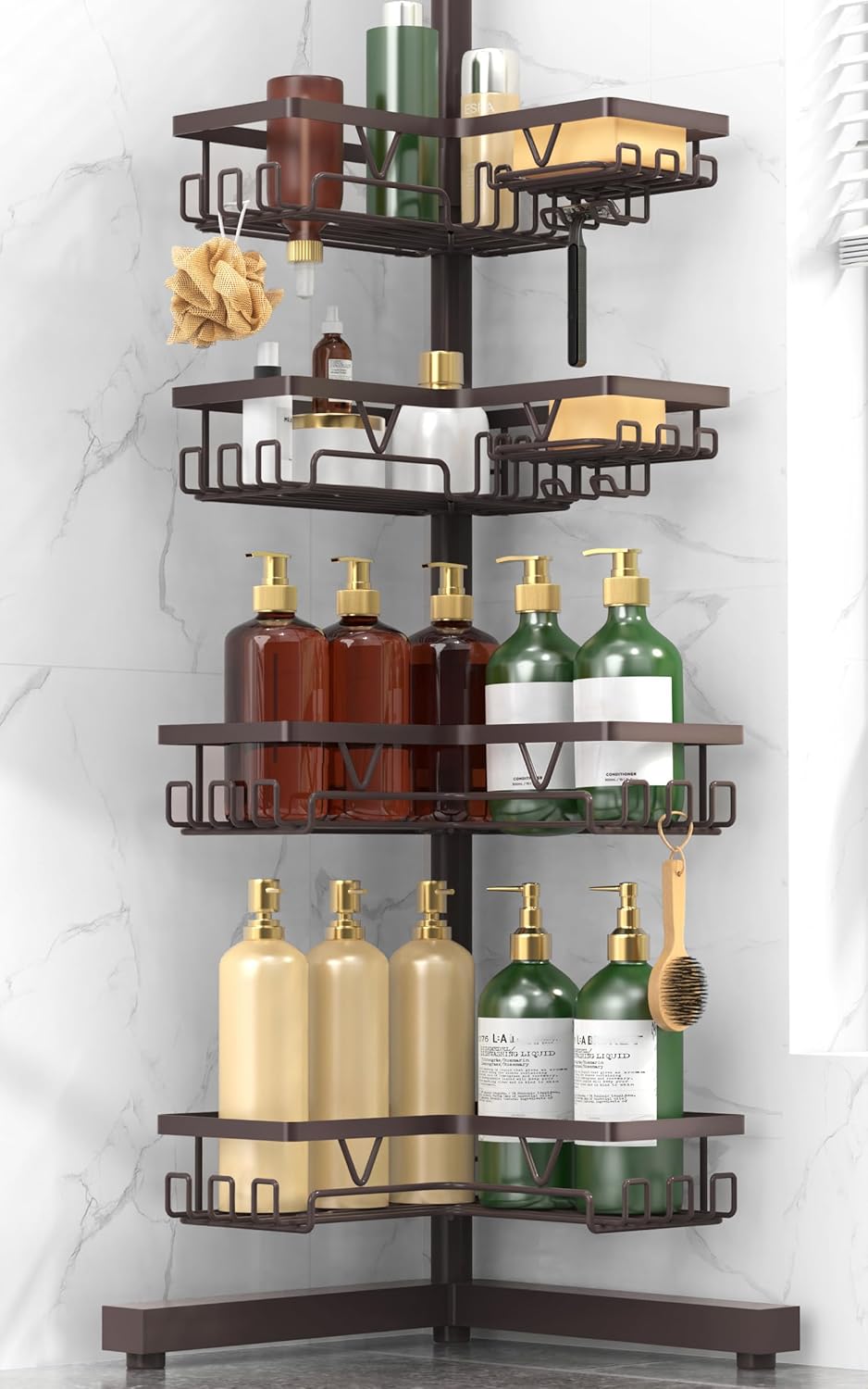 KEGII Floor Corner Shower Caddy: Rustproof 4-Tier Organizer