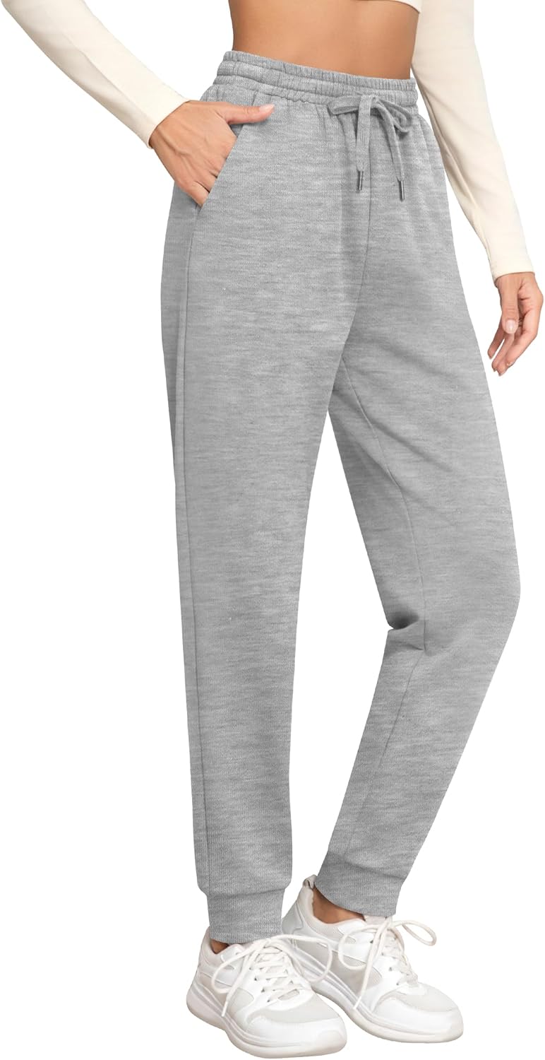 Missufe Women's High Waisted Fleece Baggy Sweatpants for Comfort