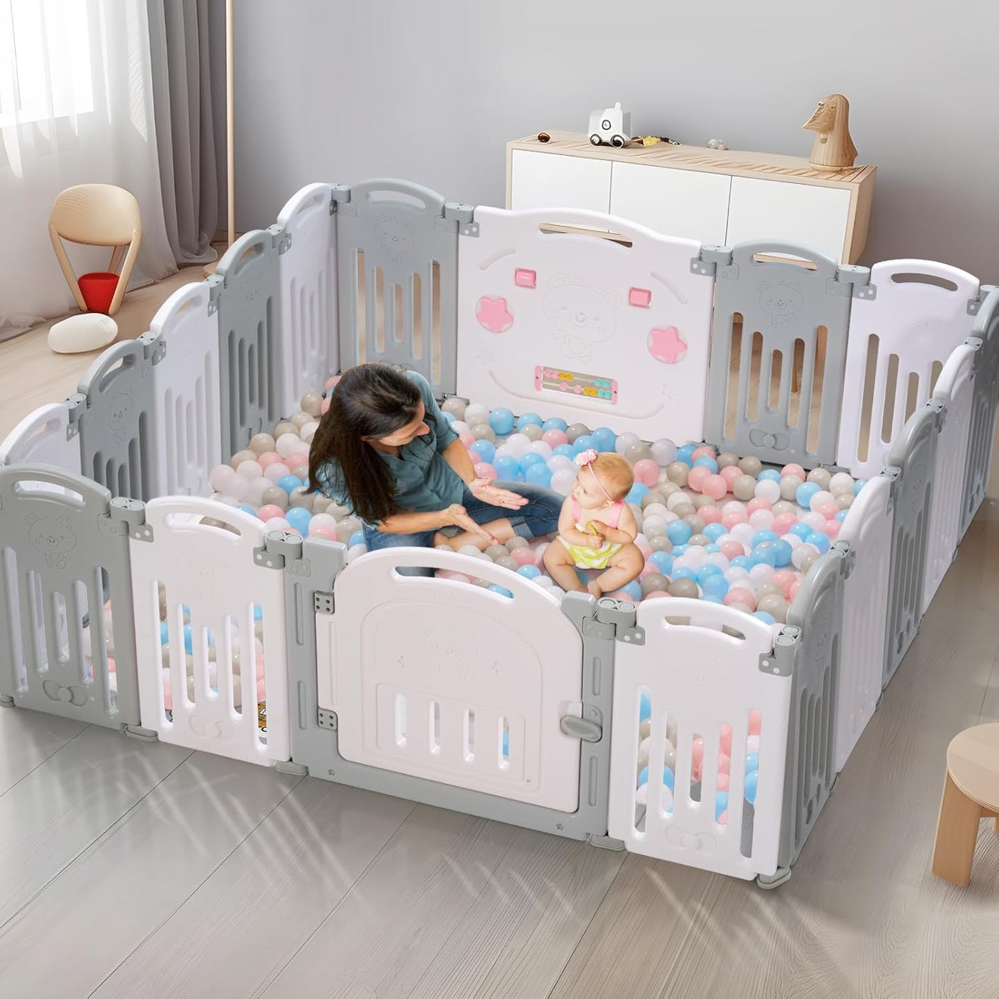 Versatile 18-Panel Foldable Baby Fence for Indoor/Outdoor Use