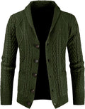 Men's Cable Knit Shawl Collar Cardigan - Cozy Wool Blend