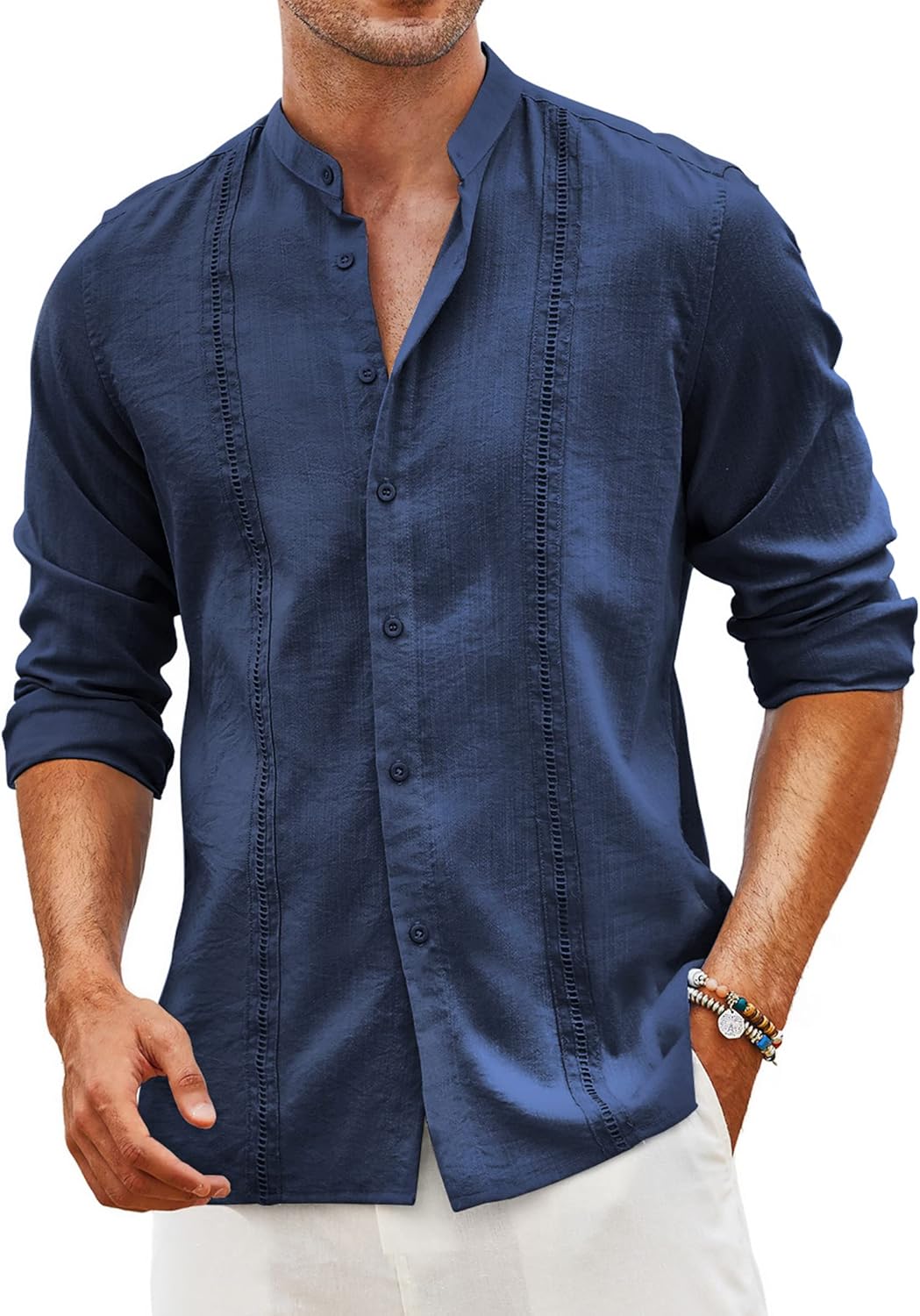 COOFANDY Men's Cuban Guayabera Shirt for Summer Beach Style