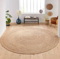 Handwoven Jute Area Rug 5 ft Round - Rustic Natural Braided Rug