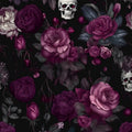 Black Floral Sugar Skull Peel and Stick Wallpaper - Removable Vintage