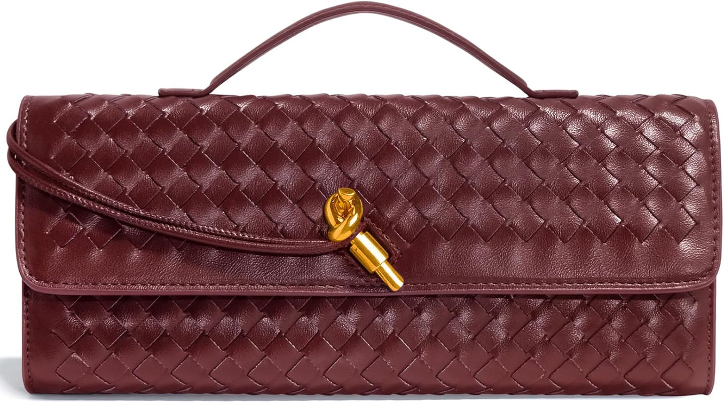 Woven Clutch Purses for Women - Elegant Leather Evening Bag