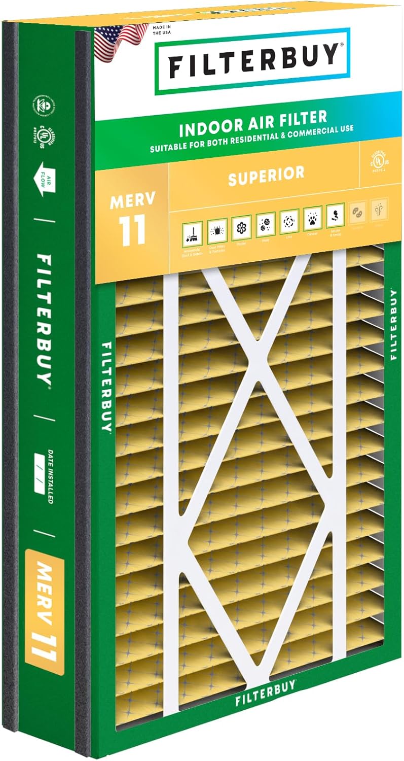 Filterbuy 16x25x5 Air Filter MERV 11 for Pet & Allergy Defense