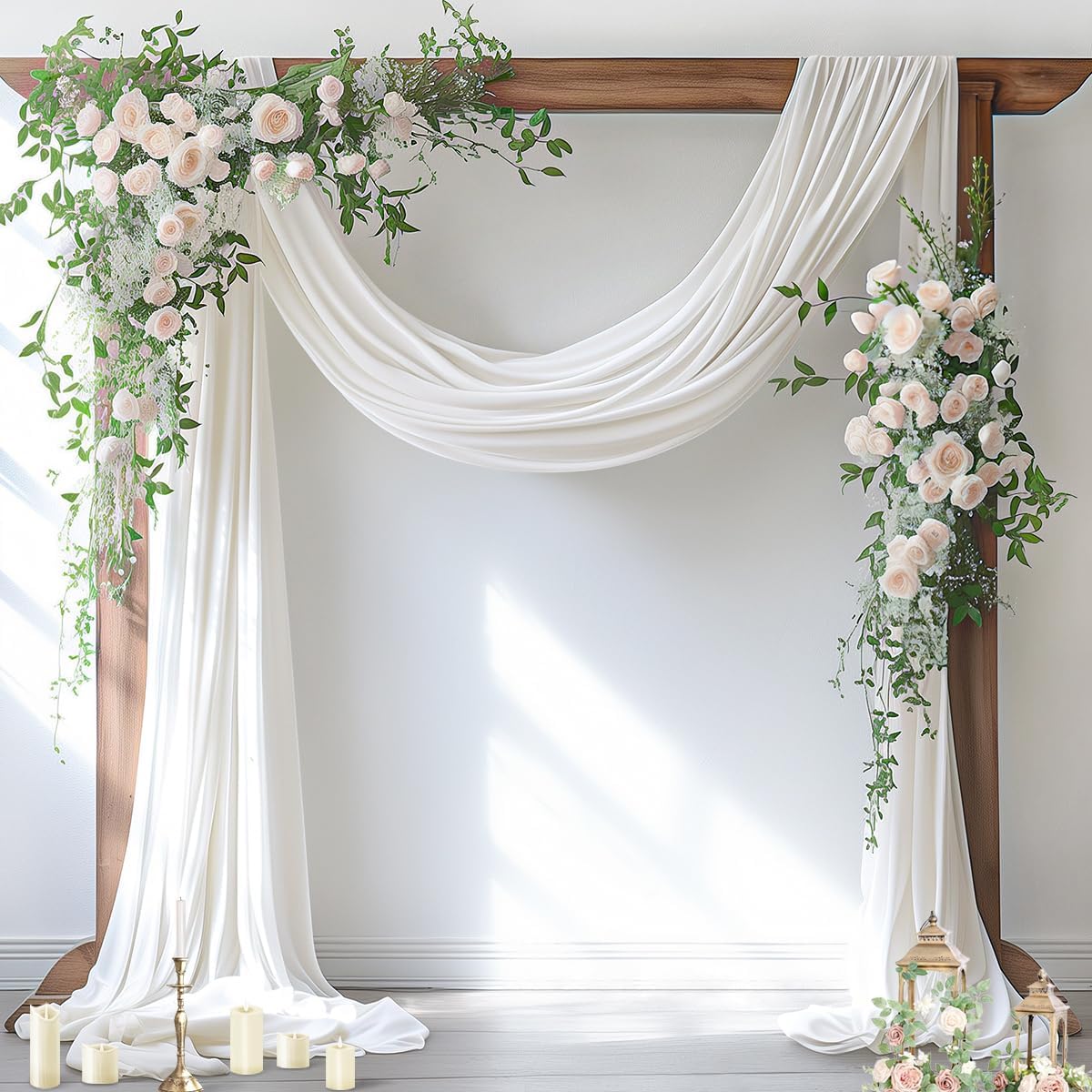 Socomi Ivory White Wedding Arch Draping Fabric for Events