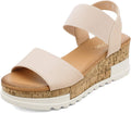 Women's Open Toe Platform Wedge Sandals - Secure Elastic Fit