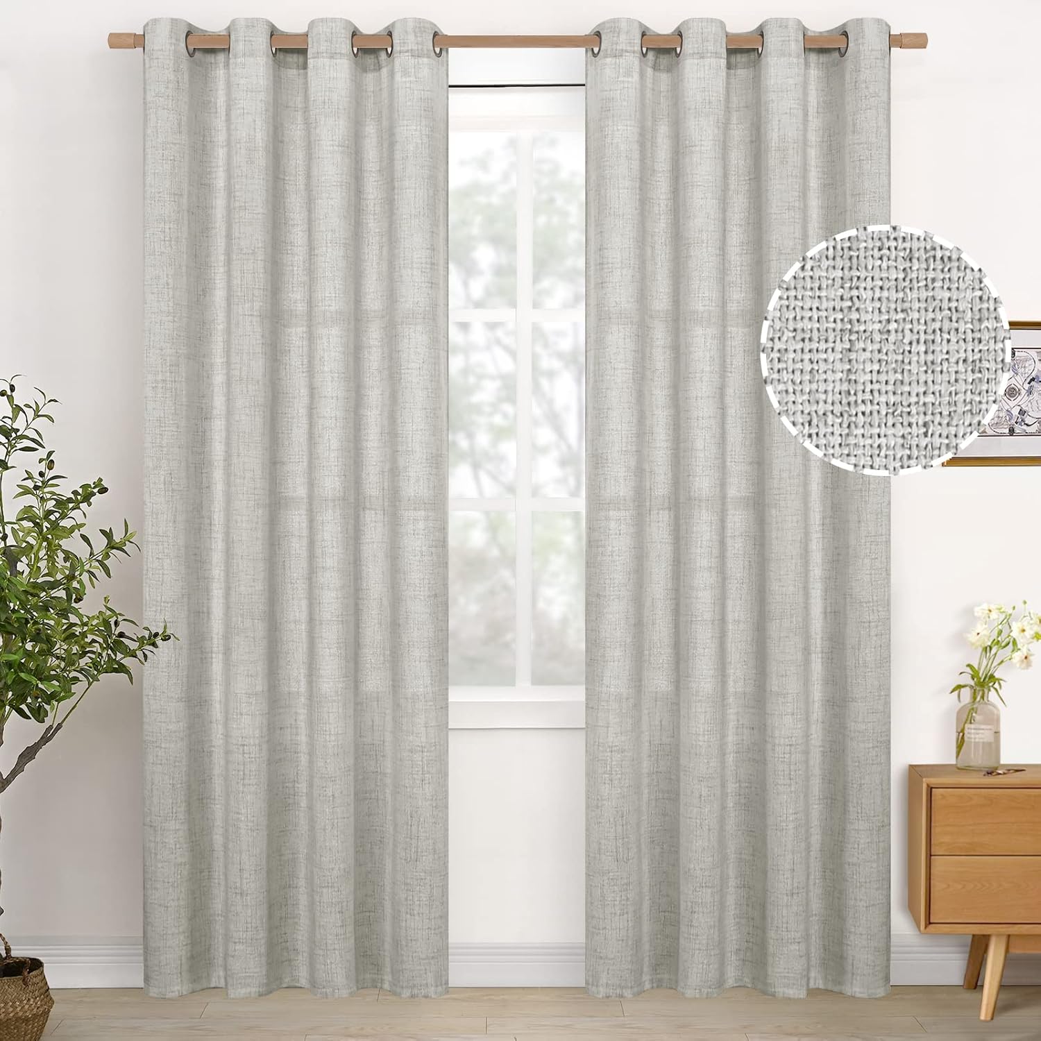 Light Grey Linen Curtains 84 Inch Length for Cozy Living Spaces