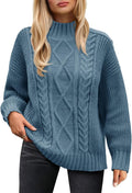 Womens Oversized Cable Knit Button Up Turtleneck Sweater - Cozy Fit is