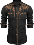 COOFANDY Men's Western Cowboy Shirt - Slim Fit Embroidered Style
