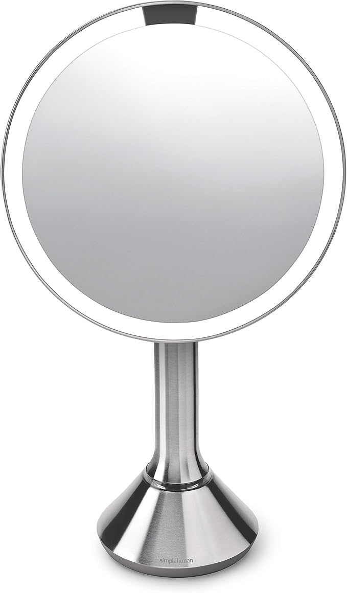 Sensor Lighted Makeup Vanity Mirror 8in Round, 5X Magnification