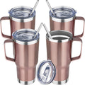 20oz Rose Gold Stainless Steel Insulated Tumbler with Handle - 4 Pack