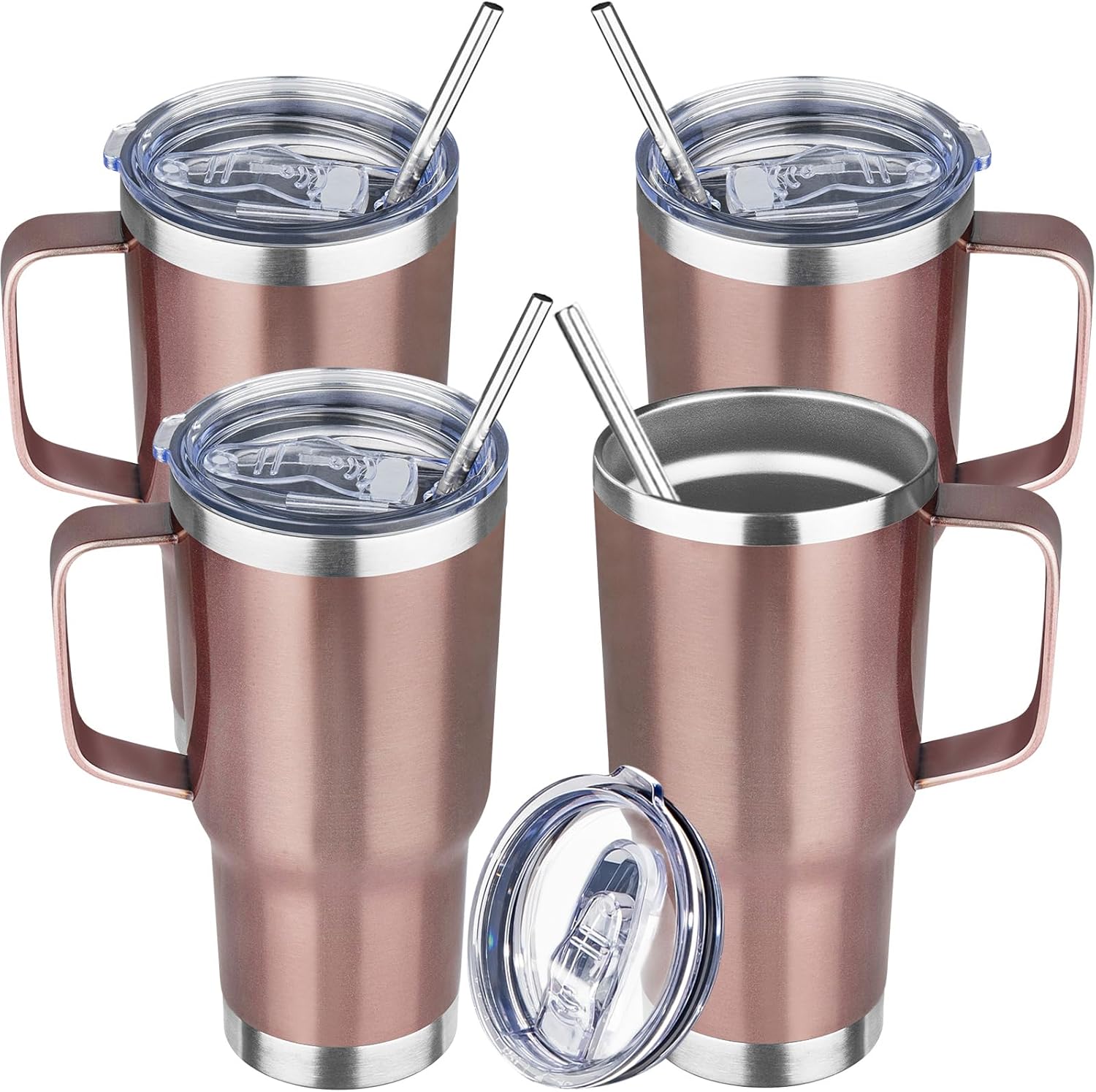 20oz Rose Gold Stainless Steel Insulated Tumbler with Handle