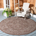 Courtyard Collection 6ft 7in Round Brown Ivory Outdoor Indoor Rug