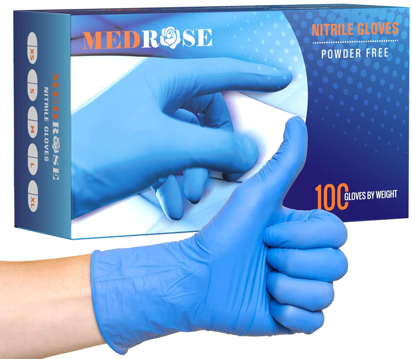 100 Count Large Nitrile Gloves - Latex-Free & Powder-Free for Medical Use