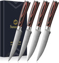 Razor-Sharp Steak Knives Set of 4 - Premium Serrated Pakkawood Handles