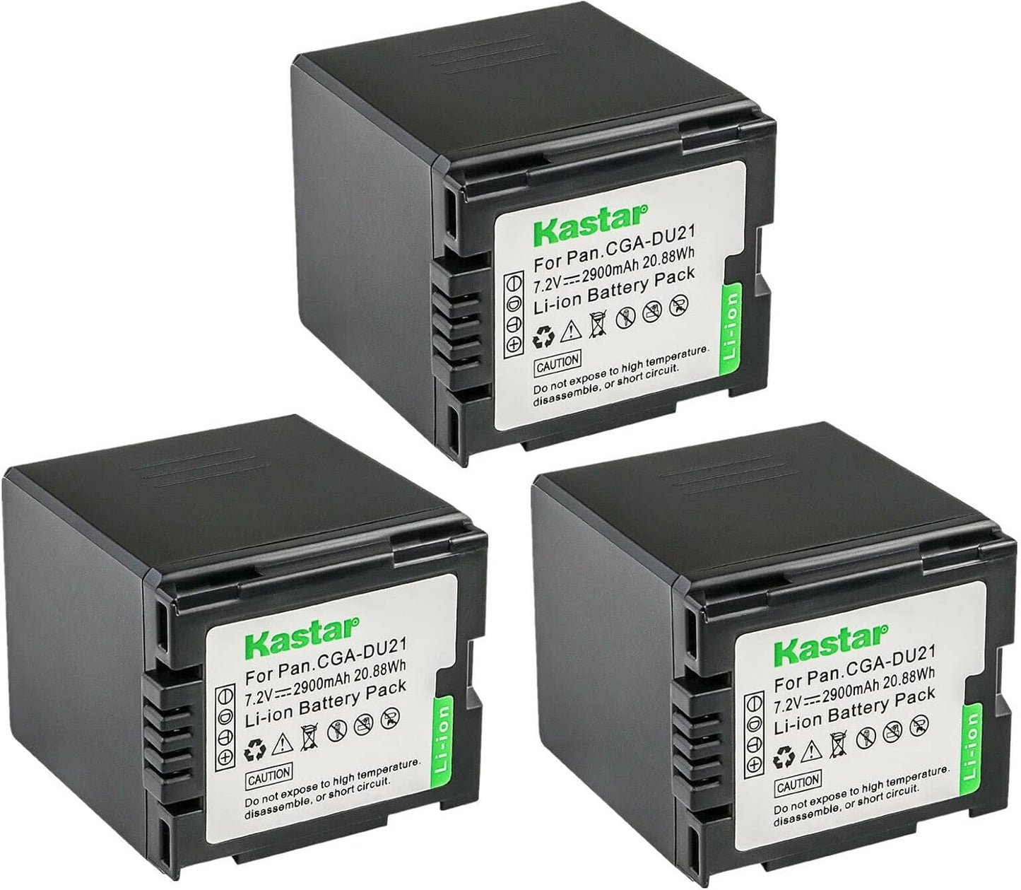 Kastar 3-Pack CGA-DU21 Battery Replacement for Panasonic Cameras