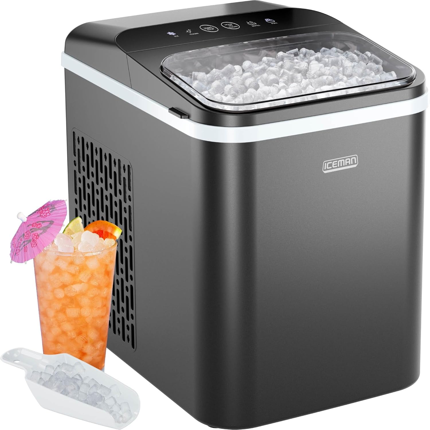 Iceman Compact Pebble Ice Machine for Quick Chewable Ice