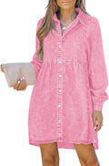 Long Sleeve Denim Dress for Women - Casual Babydoll Jean Shirt Dress 0