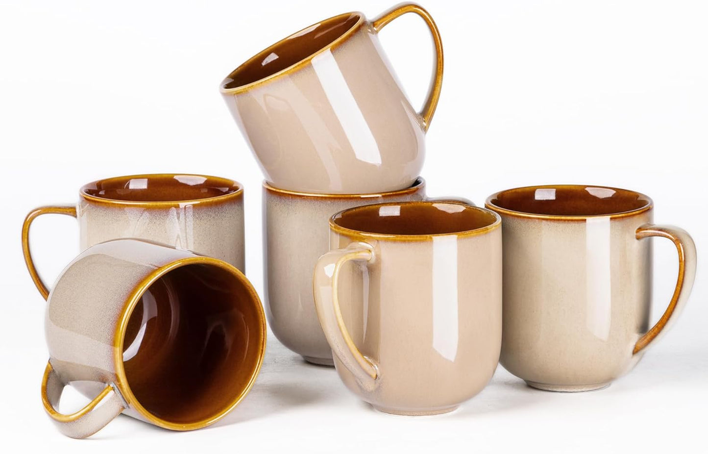 12OZ Ceramic Coffee Mugs Set of 6 for Latte and Cocoa