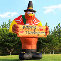 DomKom 8 FT Thanksgiving Inflatable Turkey Decor - Colorful LED Tail