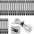 Silicone Cable Ties 20-Pack Reusable Cord Organizers - Compact Cable