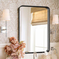 Sweetcrispy 24x36 in Black Bathroom Mirror - Clear, Sturdy Wall Mirror