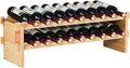 18 Bottle Stackable Bamboo Wine Rack - Stable 2-Tier Storage
