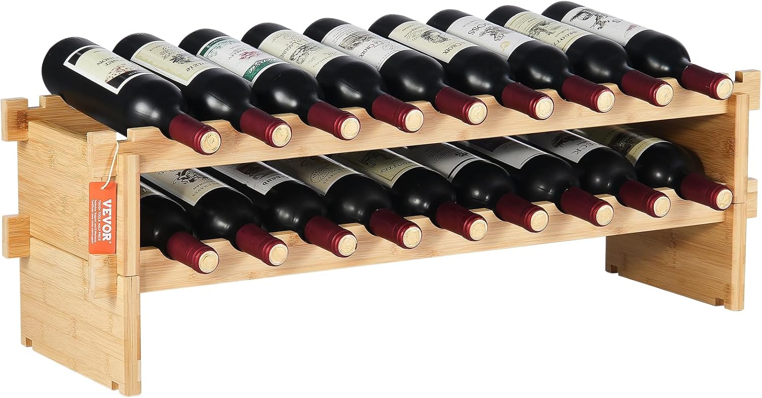 18 Bottle Stackable Modular Wine Rack for Home and Bar Use